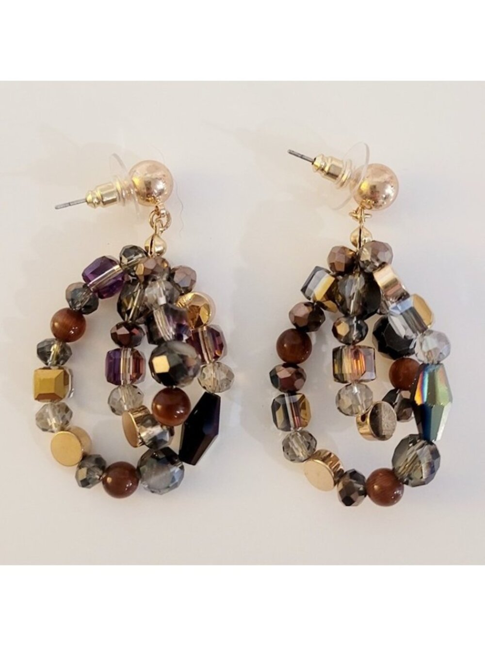 Simply Noelle Brown Beaded Earrings Costume Jewelry